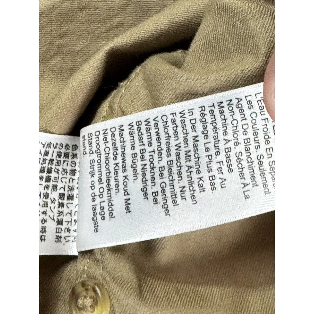 J Crew Oarsman Shirt Mens Large‎ Khaki Button Front Pockets Long Sleeve Casual